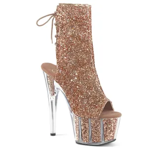 7" Heel Glitter Open Toe  Ankle Boot (ADORE-1018G)
