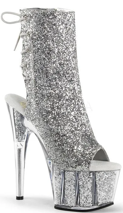 7" Heel Glitter Open Toe  Ankle Boot (ADORE-1018G)