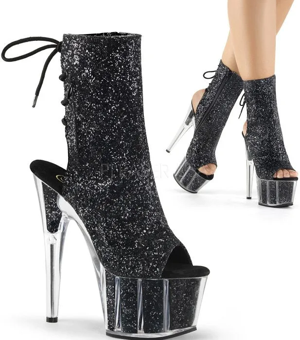 7" Heel Glitter Open Toe  Ankle Boot (ADORE-1018G)