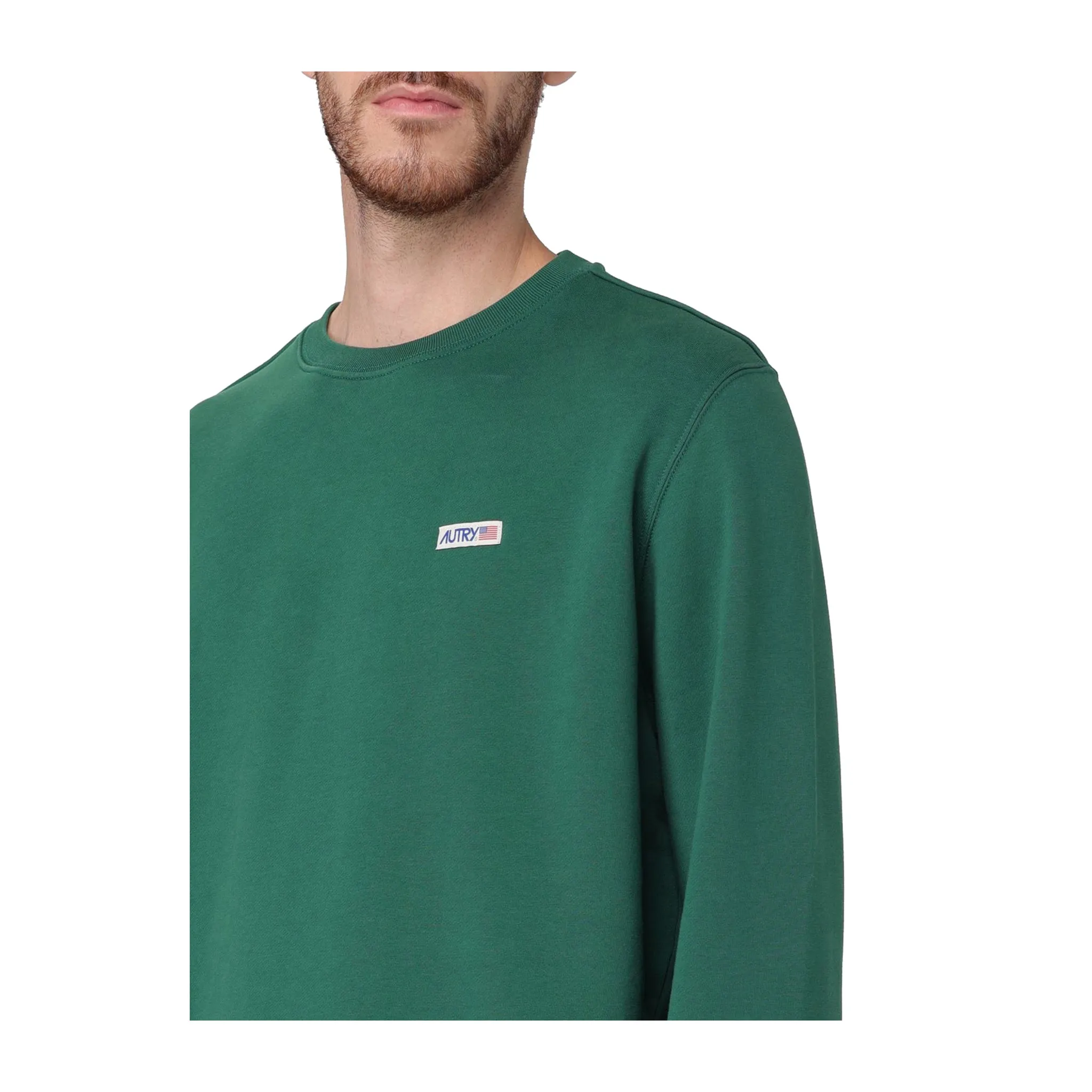 Felpe Uomo Verde a girocollo con logo