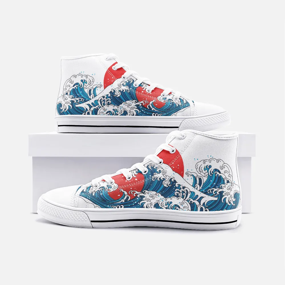 Japanese wave Unisex High Top Canvas Shoes