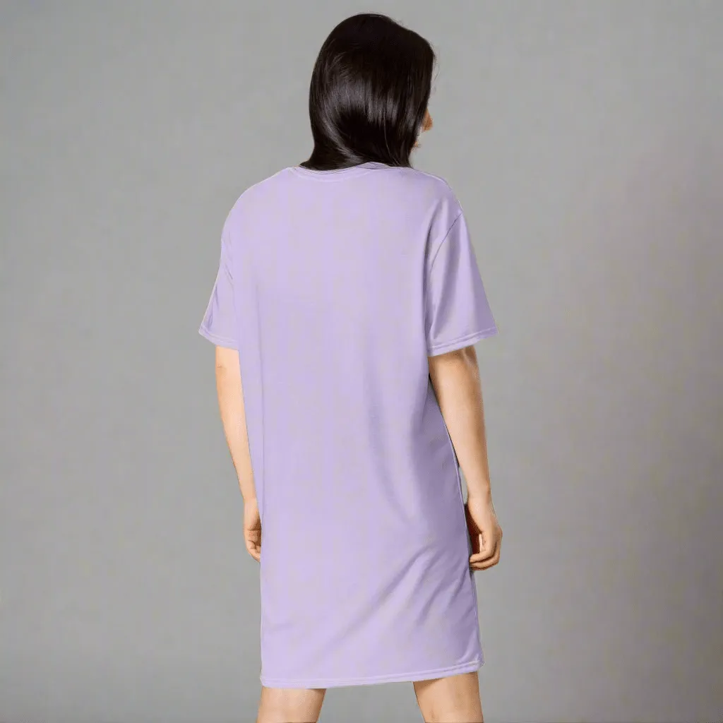 Lavender Hoppy Easter Brushstroke Design Oversized T-shirt Dress 2XS-6XL Cute, Pastel Spring Apparel