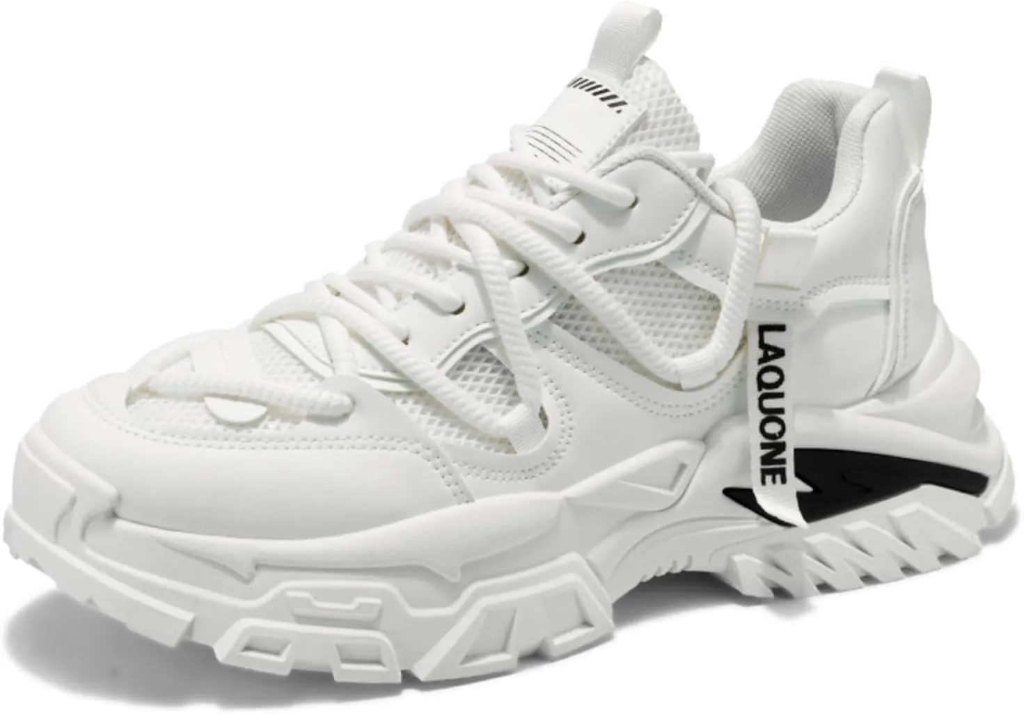 Leather Chunky Sneakers for Men Fashion Platform Casual Dad Shoes Comfortable Non-Slip Wedge Walking Sport Driving Workout Shoes