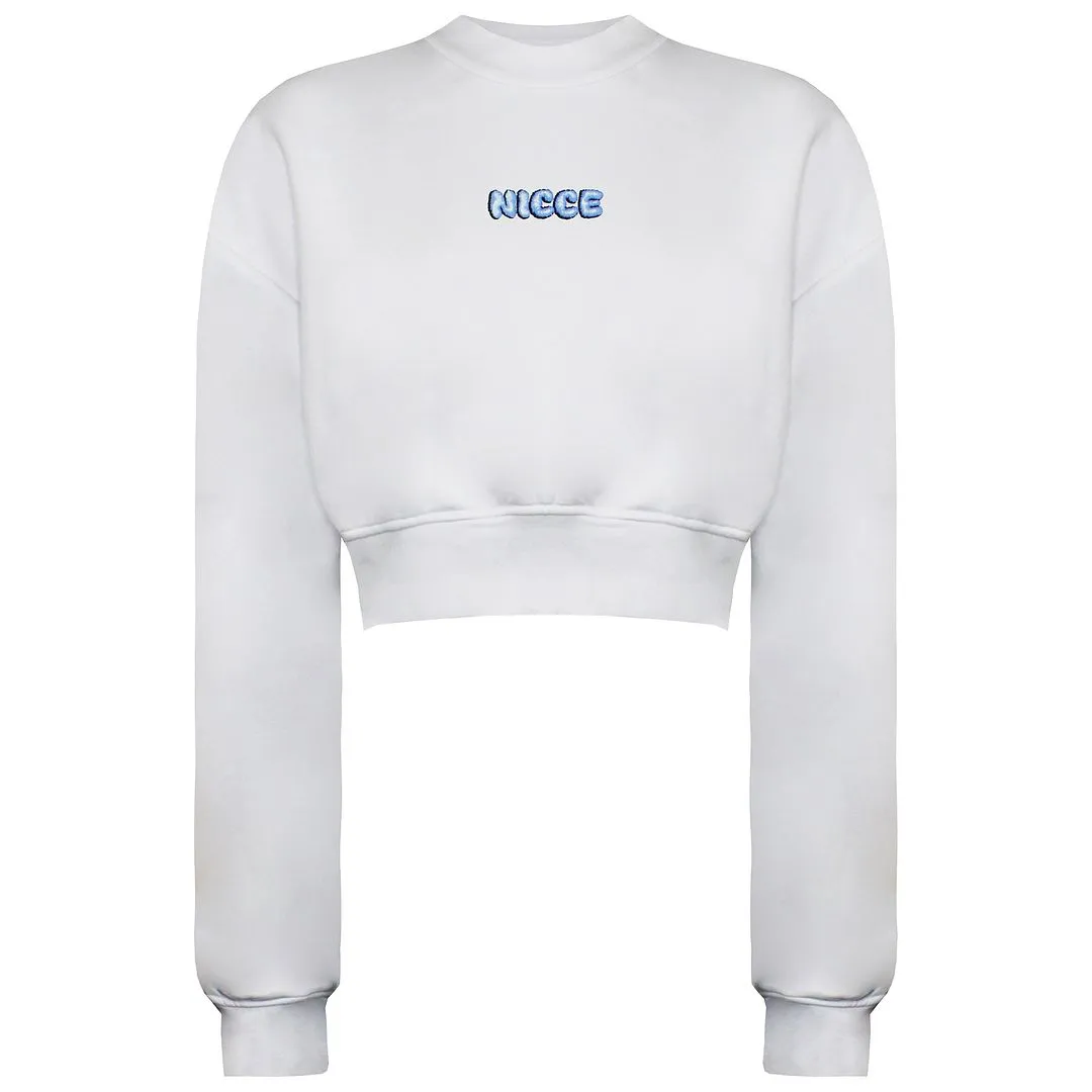 Nicce Anta Womens White Cropped Sweater