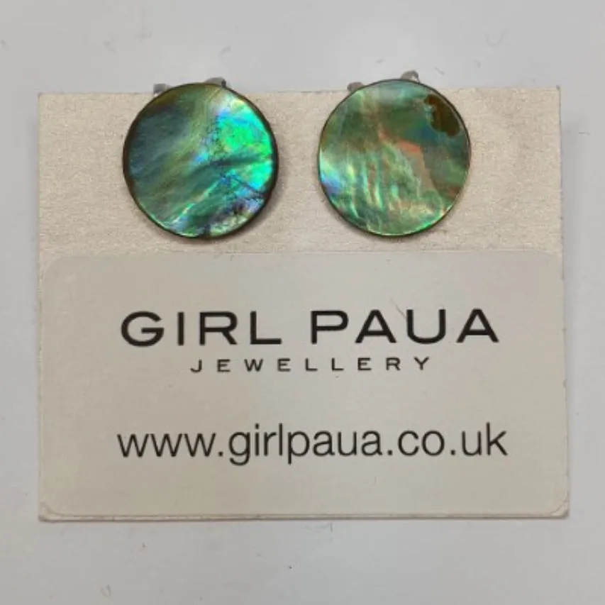 Paua Shell Clip On Earrings - by Mhairi Sim - Girl Paua