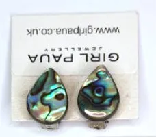 Paua Shell Clip On Earrings - by Mhairi Sim - Girl Paua