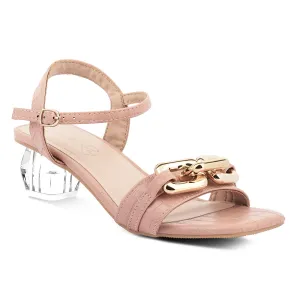 Pink Clear Low Heel Chain Sandal