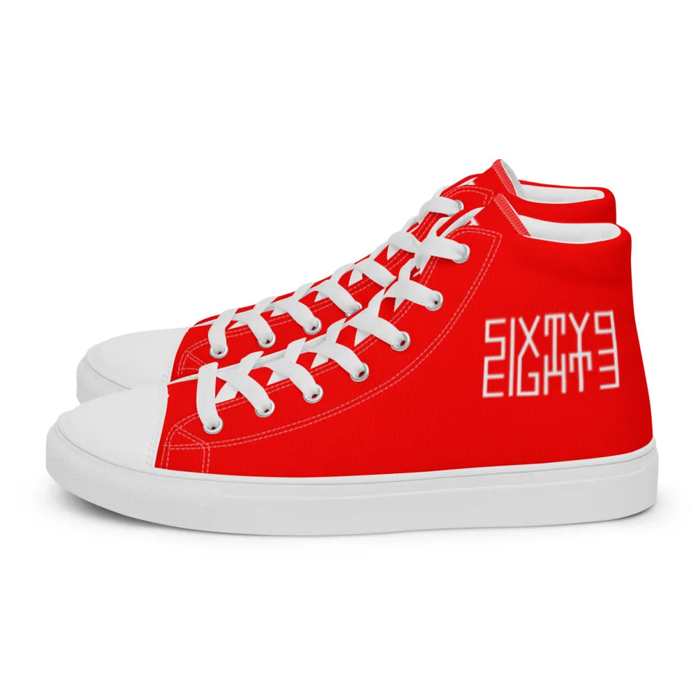 Sixty Eight 93 Logo White Red Women's High Top Shoes