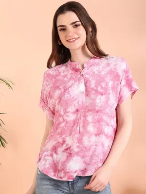Vibrant Peach Tie-Dye Everywhere Top In Soft Rayon
