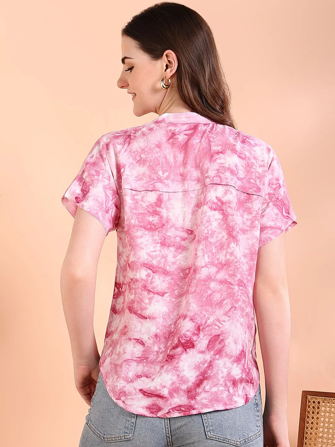 Vibrant Peach Tie-Dye Everywhere Top In Soft Rayon