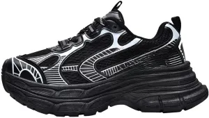 Women's Fashion Breathable Chunky Platform Lace-Up Sneakers Comfortable Non Slip Workout Sport Dad Shoes for Tennis Walking Driving