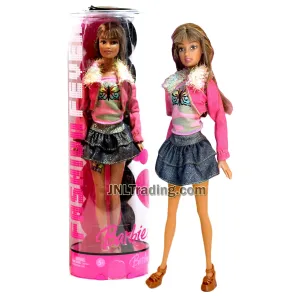 Year 2006 Barbie Fashion Fever Series 12 Inch Doll - TERESA J1386 in Pink Jacket with Butterfly Tops, Ruffled Denim Skirt, Shoes and Display Stand